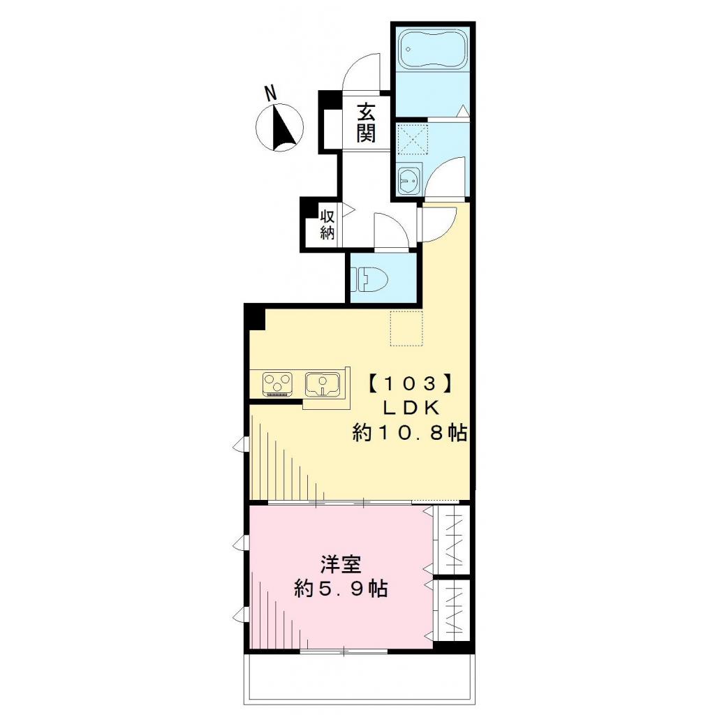シャルム・クレール阿佐ヶ谷・103号室の間取り