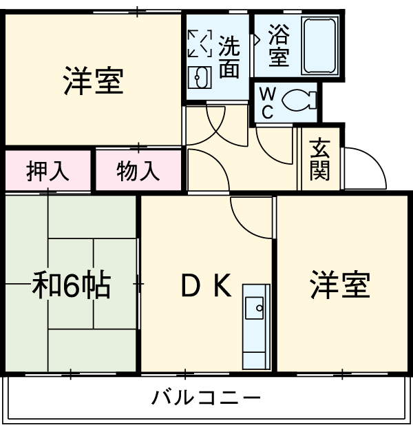 弥生町の完工年月(1999年9月)築の賃貸アパートの間取り