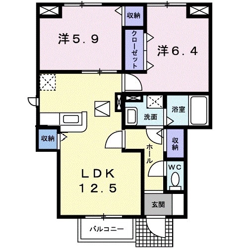 プリヴェイル中松山の間取り