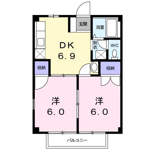 美恵乃ハイムⅡ・01040号室の間取り