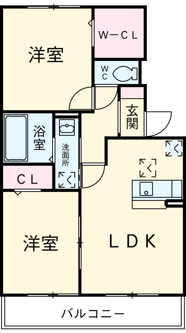サンヒルズ B棟の間取り
