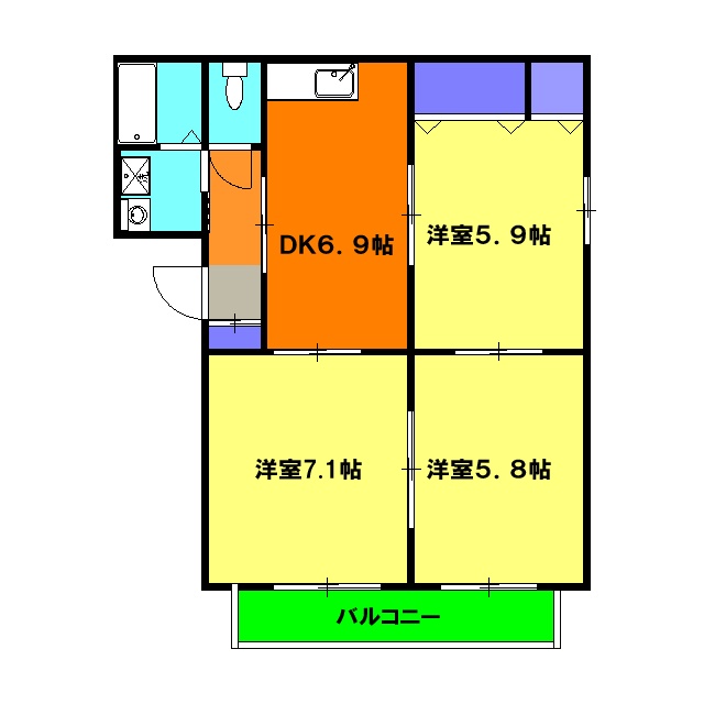 フレンドリー仲田Ⅱ Bの間取り