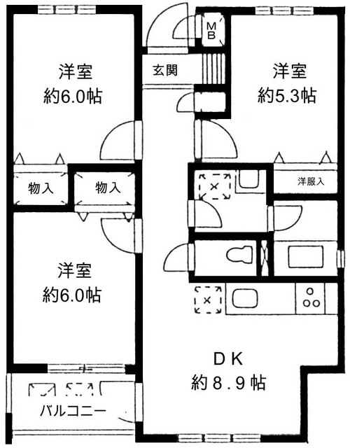 シダークレストあざみ野Ｂ棟の間取り
