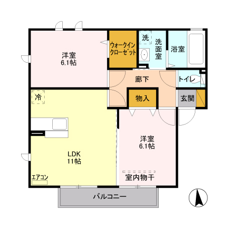 ラフレ仲道 Fの間取り