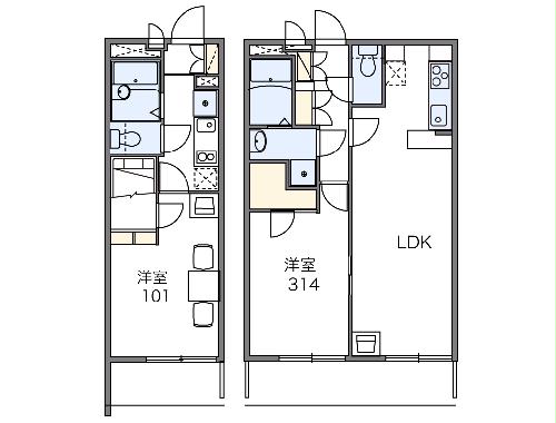 レオパレスオークヒルズAの間取り