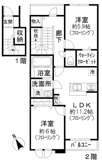 インクレセントハウスの間取り