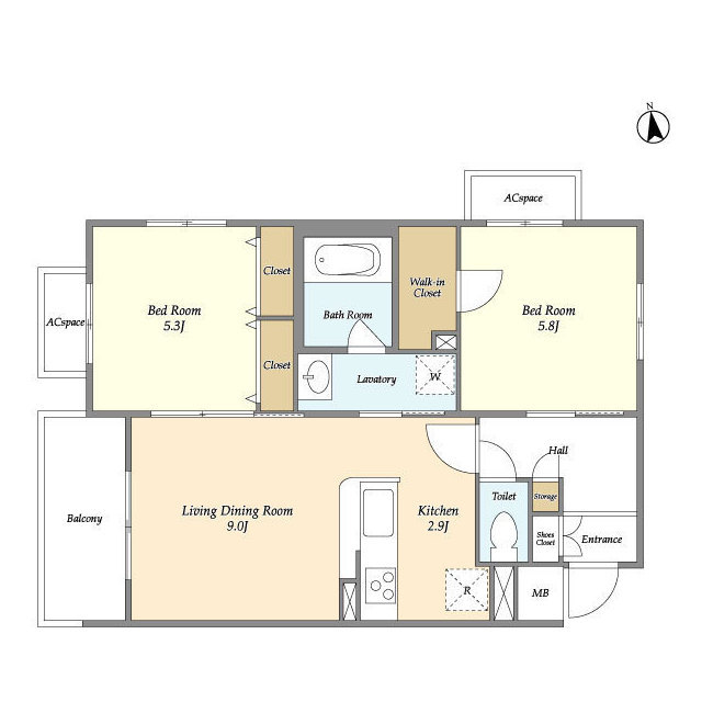ユニコーンバリー等々力・201号室の間取り