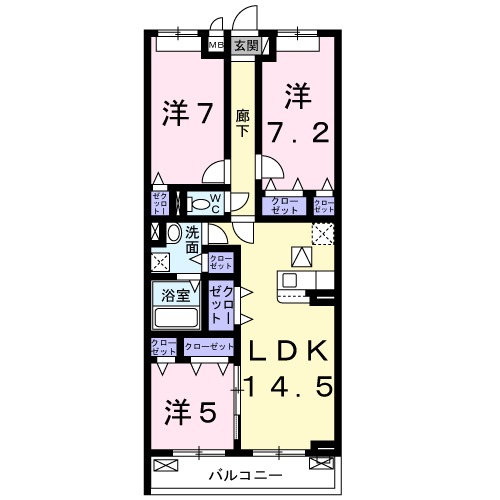 グランドゥール京田辺の間取り