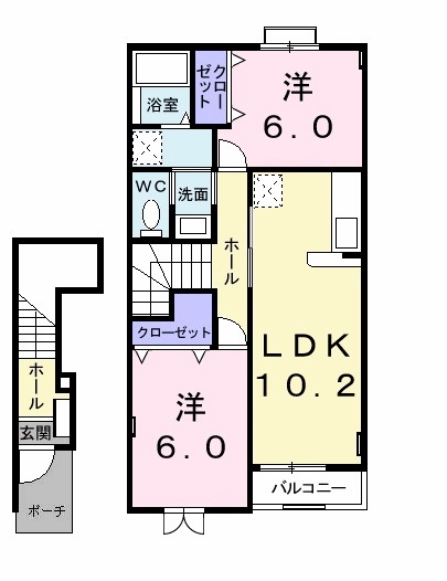 テラス田園Bの間取り