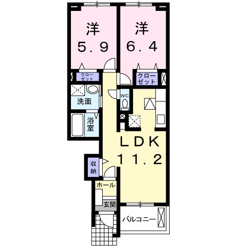 ペアフレグランスKⅡの間取り