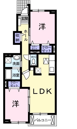 プラシード ツバサ Ⅱの間取り