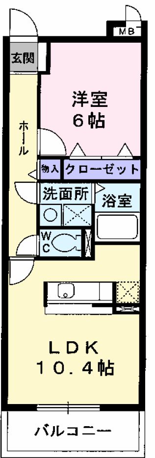 サニーブローテ住吉Ⅰ・01070号室の間取り