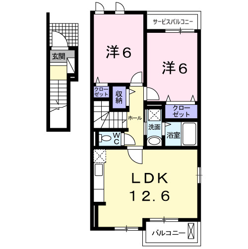シックス シュライン エデンBの間取り
