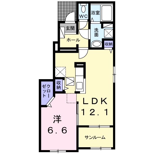 アンソレイエ　Ⅰの間取り