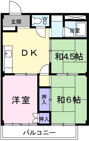 コーポラスタウン白鳥Dの間取り