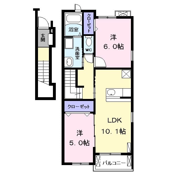 ポン ド トロワ Bの間取り
