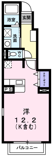 Ａｉｒｙ　Ｐａｒｋ　Ａ・01020号室の間取り