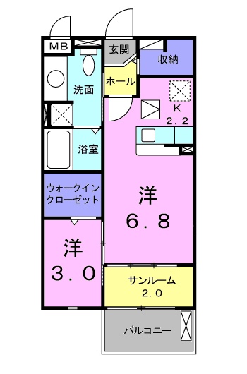 サンハウス・01010号室の間取り