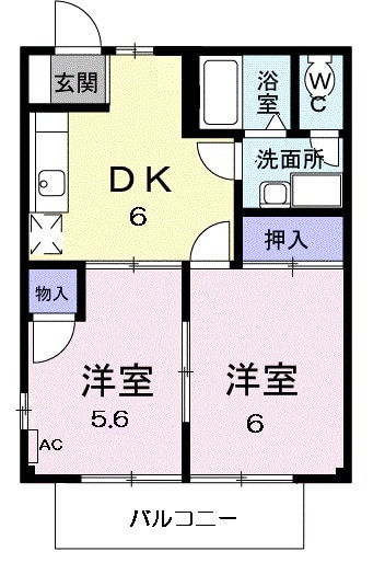フラット長松Bの間取り