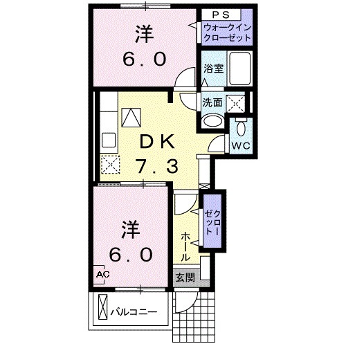 メゾン　ダンデライオンＢ・01010号室の間取り