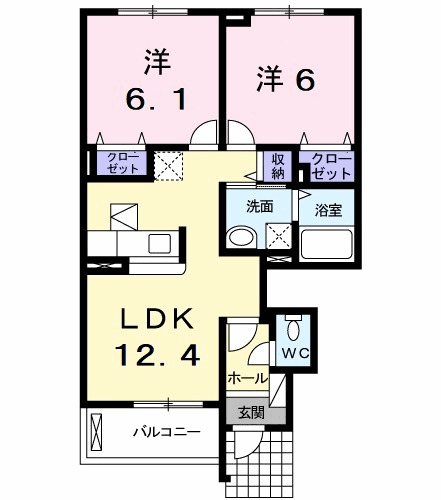 ジュネス中原　Ⅰ・01030号室の間取り