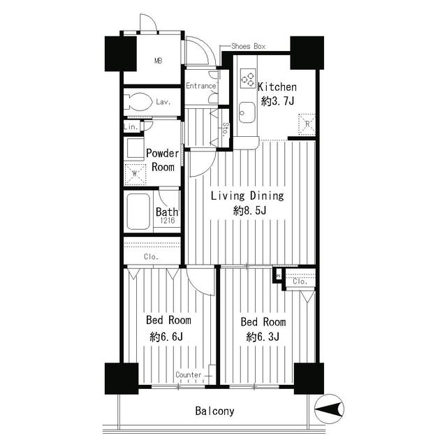 イーストコア曳舟一番館・914号室の間取り