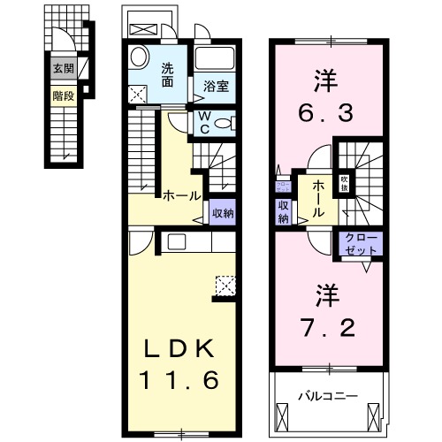 エボルシオン東光 Aの間取り