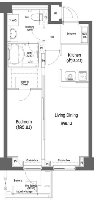 戸越銀座プレイス・0205号室の間取り