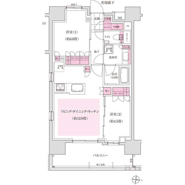 ディームス木場・0704号室の間取り