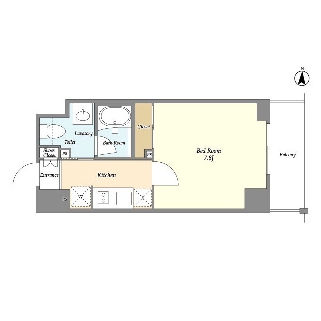 バウスフラッツ住吉・208号室の間取り