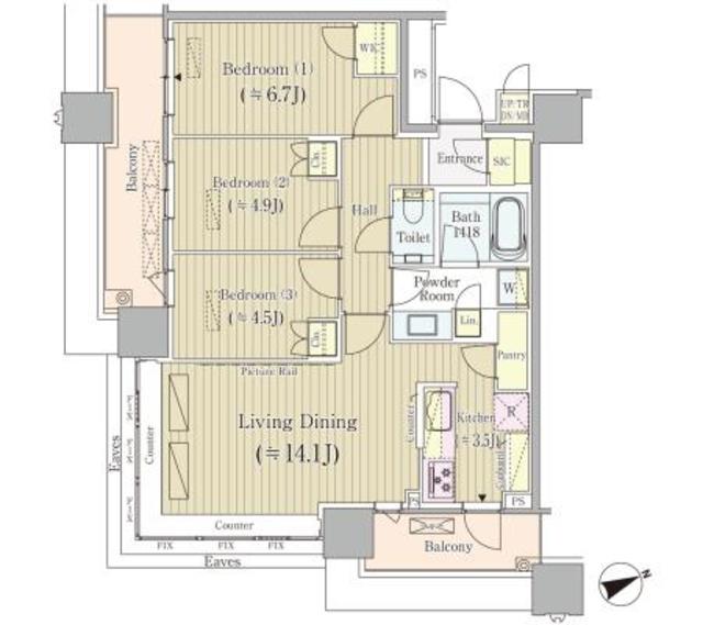 Brillia Towers目黒 サウスの間取り