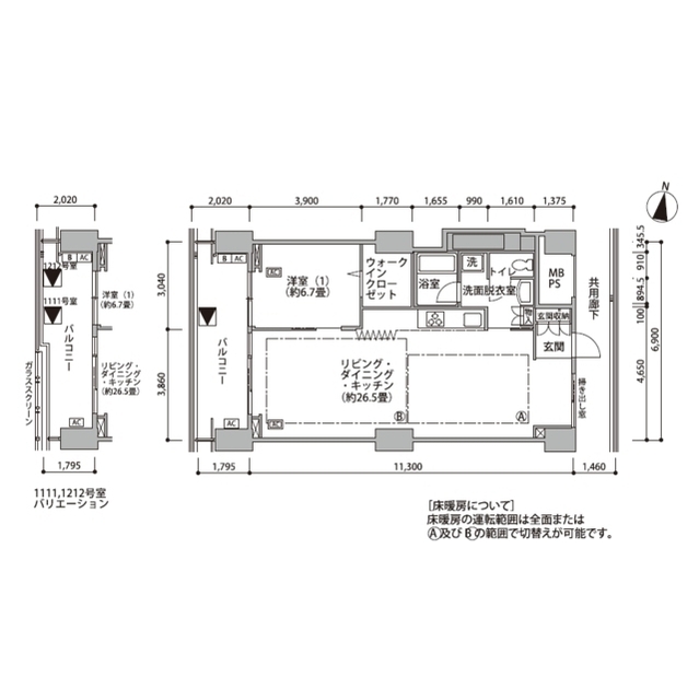 東雲キャナルコートＣＯＤＡＮ１６号棟・1111号室の間取り