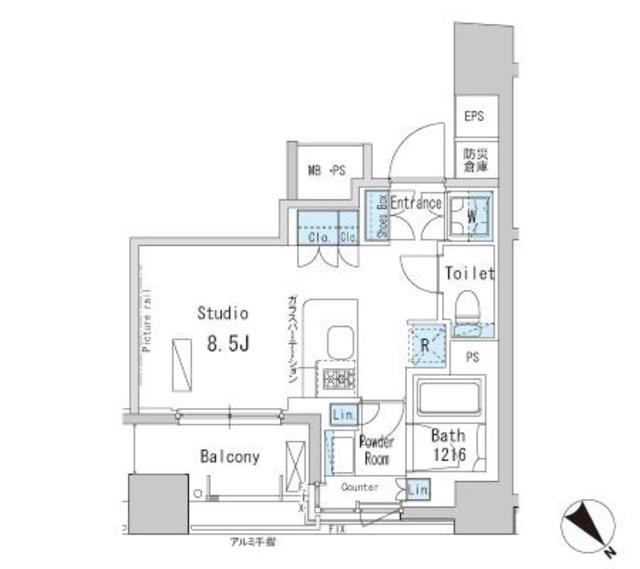 パークアクシス茅場町・1302号室の間取り
