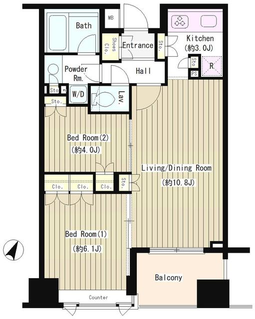 コクヨーレ日本橋・1102号室の間取り