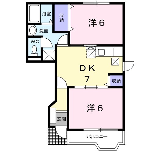 東三島575ハイツDの間取り