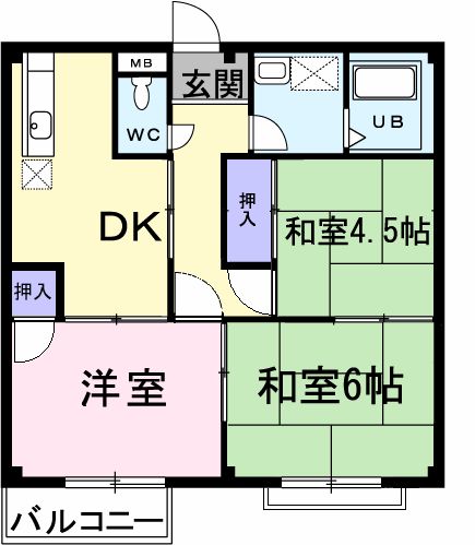 スカイハイツＢ・01010号室の間取り