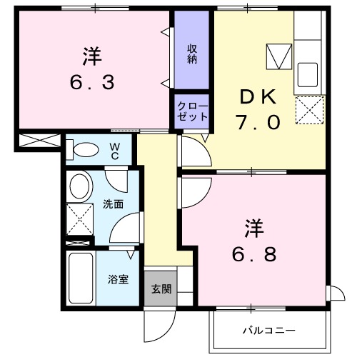 グランコート Bの間取り
