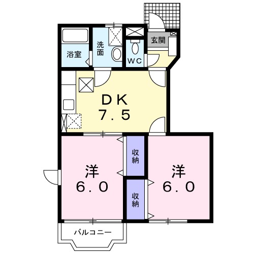 グリーングラス　Ａ・01020号室の間取り