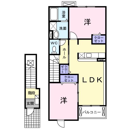 ペレーネＢ・02010号室の間取り