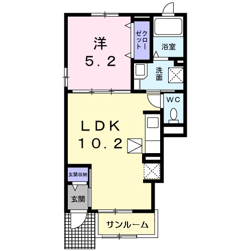 カラーリヴァー　Ｈ＆Ａ・01010号室の間取り