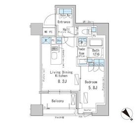 パークアクシス茅場町・1106号室の間取り