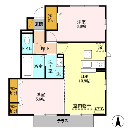 サニーヒル イシイAの間取り