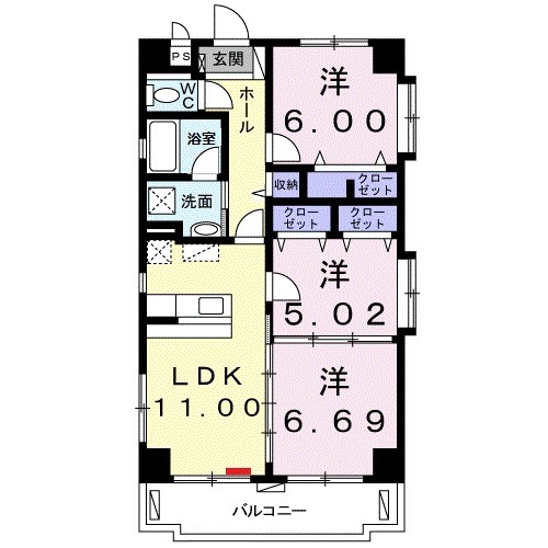 パークサイド カーサの間取り