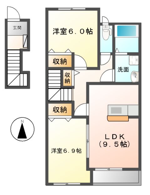 202号室の間取り