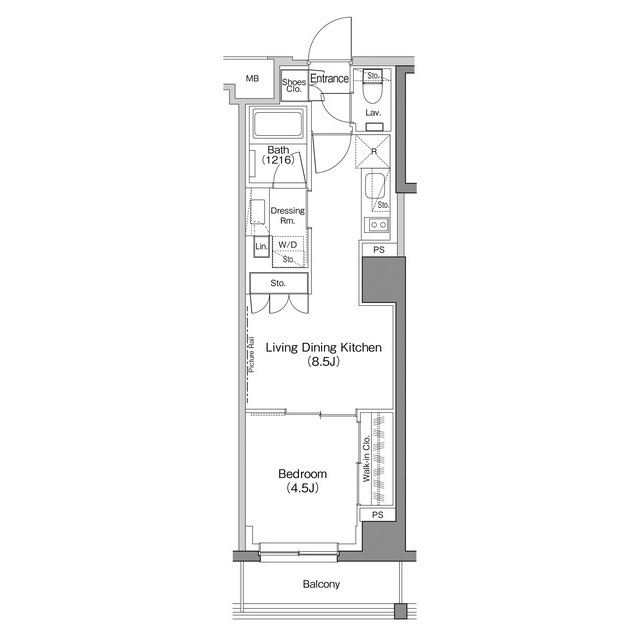 ザ・パークハビオ神楽坂香月・202号室の間取り