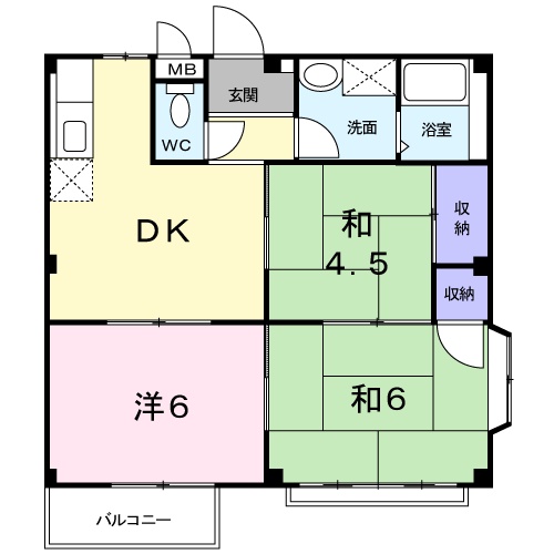 エルディム桜本Ｂ・02010号室の間取り