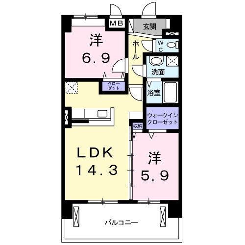 ディアコート中臣の間取り