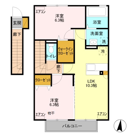 D-Roomあずま町Bの間取り