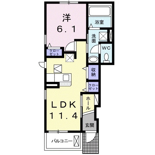 ユニットロル手光 Bの間取り