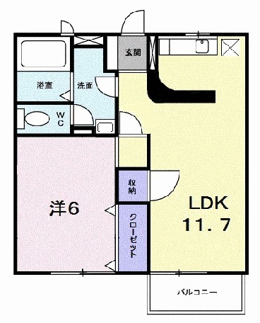 レイクヒルズＢ・02040号室の間取り